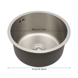 304 Stainless Steel Round Kitchen Sink 36cm with Drain Pipe Bar Mini Small Round Single Bowl Basin for Homes/Bars/Hotels