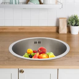 304 Stainless Steel Round Kitchen Sink 36cm with Drain Pipe Bar Mini Small Round Single Bowl Basin for Homes/Bars/Hotels