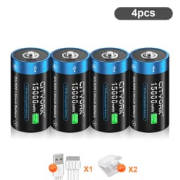 CITYORK 1.5V 15000mWh D Size Rechargeable Battery R20 Li-ion TYPE-C Battery For Gas Cooker Electronic Piano Water Heater Radio