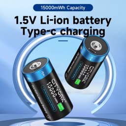 CITYORK 1.5V 15000mWh D Size Rechargeable Battery R20 Li-ion TYPE-C Battery For Gas Cooker Electronic Piano Water Heater Radio