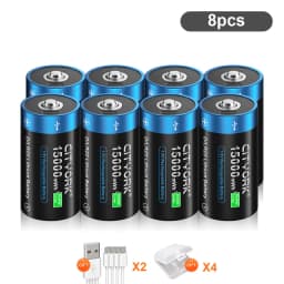 CITYORK 1.5V 15000mWh D Size Rechargeable Battery R20 Li-ion TYPE-C Battery For Gas Cooker Electronic Piano Water Heater Radio