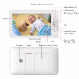 7" Video Baby Monitor, 1080P HD Display, IPS , Support 2 HDCams, 24Hour Battery Life, 1000ft Range, Split mode