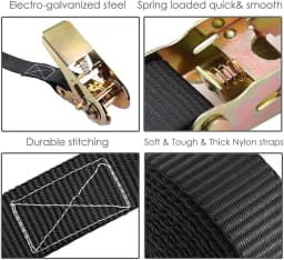 10 X Tension Straps Hard Lashing Straps Ratchet Tension Strap One-Piece 6M x25mm