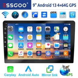 ESSGOO 9" Android 13 4+64G Wireless Apple Carplay Car Stereo Double 2 DIN GPS Navigation Bluetooth FM RDS USB WIFI Mirror Link