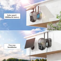 Ctronics Wireless Solar 10000mAh WiFi Surveillance Camera Outdoor 360 PTZ Human Detection Auto Tracking Night Vision 4MP 3MP