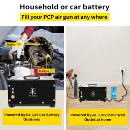 TUXING 300Bar 4500Psi 12V PCP Air Compressor High Pressure Compressor with 12V Portable Power Adapter Auto-stop TXET061/TXET062