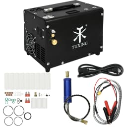 TUXING 300Bar 4500Psi 12V PCP Air Compressor High Pressure Compressor with 12V Portable Power Adapter Auto-stop TXET061/TXET062
