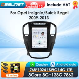 9.7inch 2 DIN Android 13 Car Multimedia Stereo for Opel Insignia Buick Regal 2009-2013 Autoradio Vertical Screen Carplay 7862