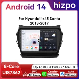 Hizpo 2Din 9inch Car Radio CarPlay Multimedia for Hyundai IX45 Santa Fe 3 2013 - 2017 UI7862 Headunit RDS DSP 4G BT