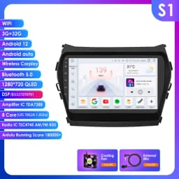 Hizpo 2Din 9inch Car Radio CarPlay Multimedia for Hyundai IX45 Santa Fe 3 2013 - 2017 UI7862 Headunit RDS DSP 4G BT
