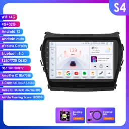 Hizpo 2Din 9inch Car Radio CarPlay Multimedia for Hyundai IX45 Santa Fe 3 2013 - 2017 UI7862 Headunit RDS DSP 4G BT