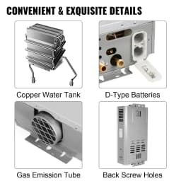 SIHAO LPG Water Heater 6L 8L 10L 12L 16L 18L, On-Demand Instant Hot Water System for Propane & Butane, Home Use
