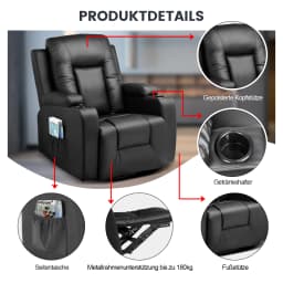Comhoma Recliner Chair Tv Chair with Reclining Feature and Footrest Thick Backrest and Armrests 360 ° Rotatable