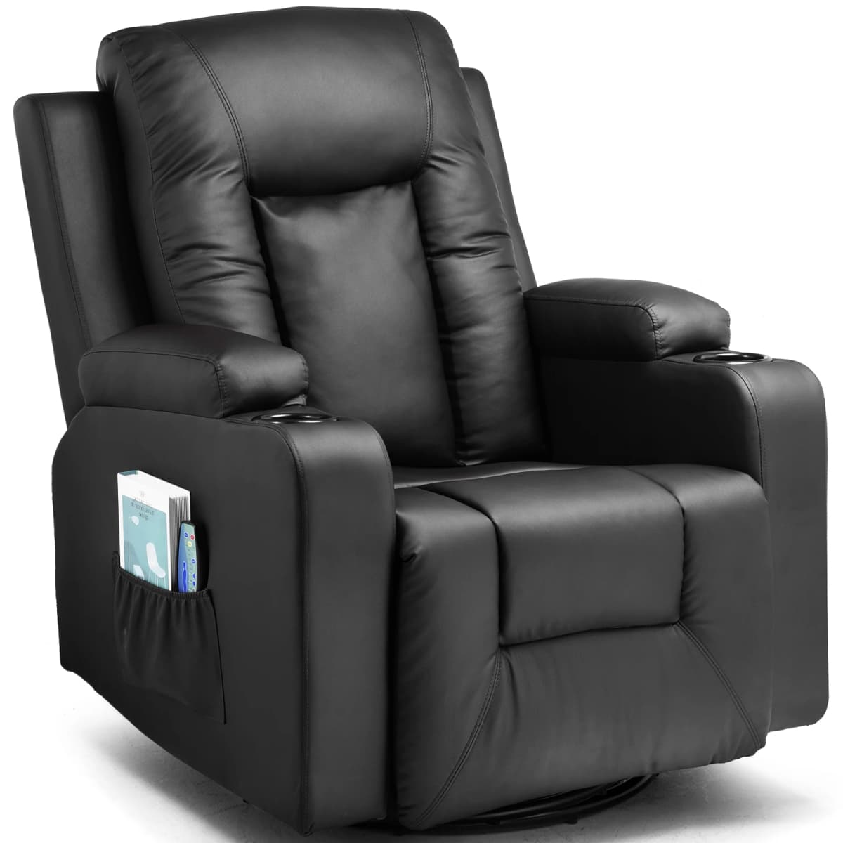 Comhoma Recliner Chair Tv Chair with Reclining Feature and Footrest Thick Backrest and Armrests 360 ° Rotatable