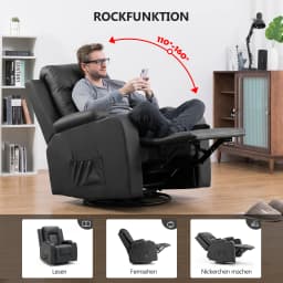 Comhoma Recliner Chair Tv Chair with Reclining Feature and Footrest Thick Backrest and Armrests 360 ° Rotatable