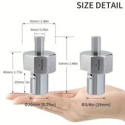 ENJOYWOOD Woodworking Chamfer Tool for 19mm/20mm Dog Holes Polished Finish T10 Alloy Blade Stainless Steel 9mm Hex Shank