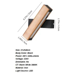 Indoor Wall Sconces,4W 3000K Warm White Modern Wooden LED Wall Lamp, Led Wall Light for Bedroom,Hallway, Hotel