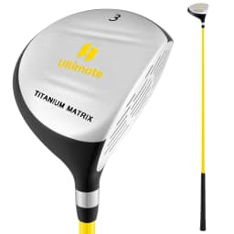 165CC Junior #3 Fairway Wood for Kids, Individual Gold Club for Boys and Girls with Fiberglass Shaft and Headcover, Junior