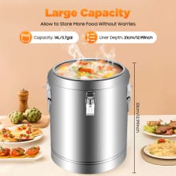 Silver 14l 201 Stainless Steel Without Faucet Insulated Bucket Food Warmer For Outdoor Picnics Travels Cafes To Hold Juice Tea