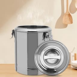 Silver 14l 201 Stainless Steel Without Faucet Insulated Bucket Food Warmer For Outdoor Picnics Travels Cafes To Hold Juice Tea
