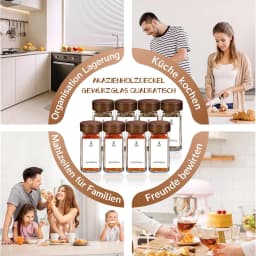 SAEIV 12/24/35 Pcs Spice Jars with Acacia Wood Lids, 120ml Transparent Glass Containers with Spice Labels, Kitchen Spice Bottles