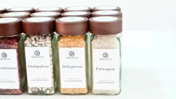 SAEIV 12/24/35 Pcs Spice Jars with Acacia Wood Lids, 120ml Transparent Glass Containers with Spice Labels, Kitchen Spice Bottles