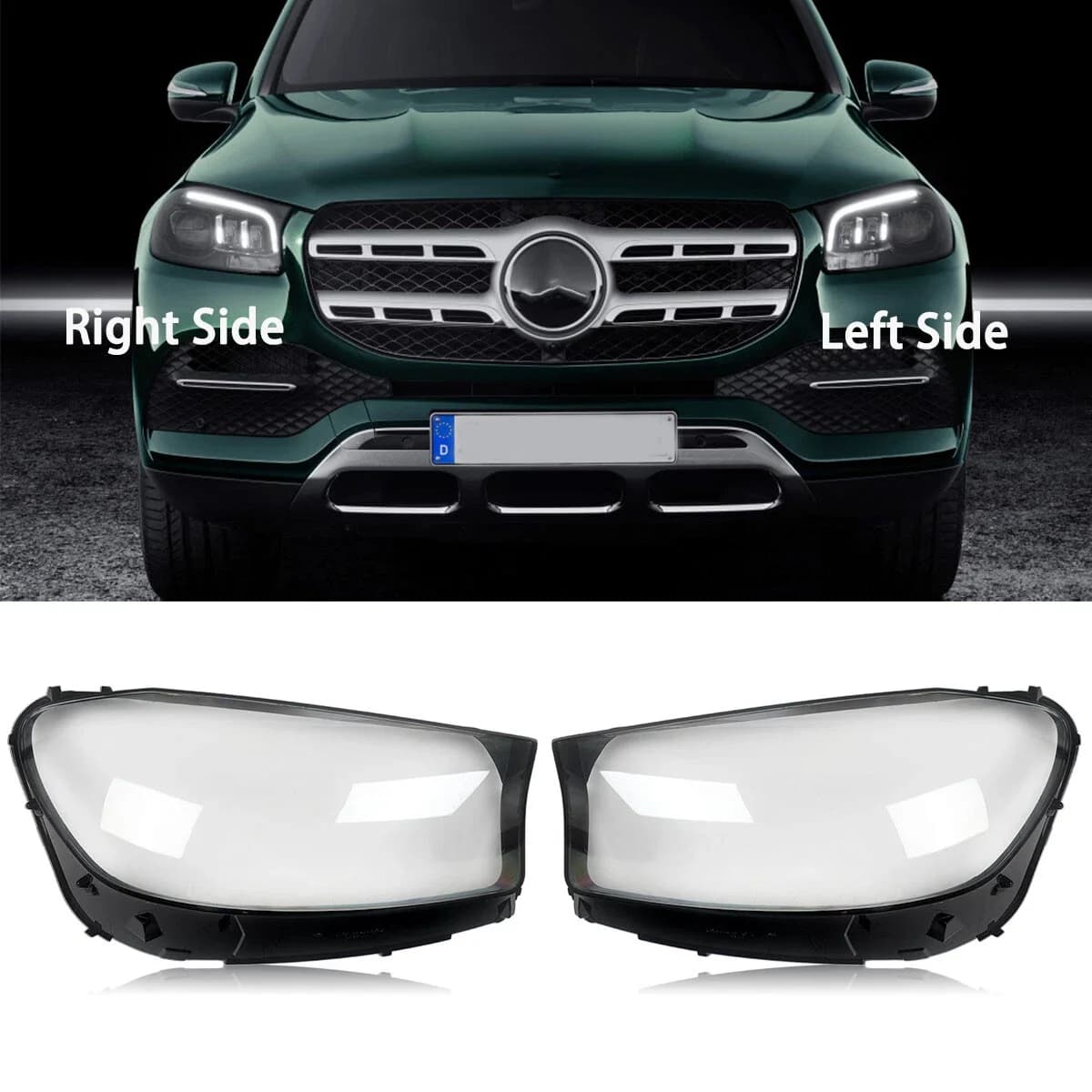 Pair Headlight Lens Cover For 2020-2023 Mercedes Benz GLS-Class X167 GLS450 GLS580 GLS63 AMG Headlamp Lampshade Left Right Lamp
