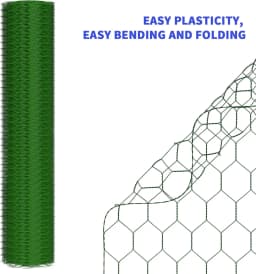 Hexagonal Mesh 0.5m High x 25m - Garden Fence Wire Mesh - Mesh Width 25 mm Wire Mesh Fence - PVC Coated Green Rabbit Wire