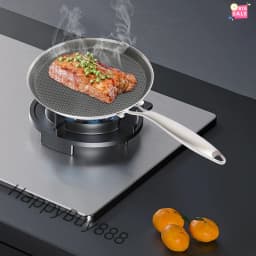 304 Stainless Steel Frying Pan Pancake Pan Nonstick Wok Pan Steak Cooking Pot Skillet Saucepan Induction Single Sided Honeycomb