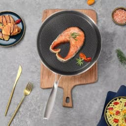 304 Stainless Steel Frying Pan Pancake Pan Nonstick Wok Pan Steak Cooking Pot Skillet Saucepan Induction Single Sided Honeycomb