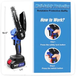 6 Inch Guide Plate Length Electric Super Power Chainsaw & Battery Sharpening Saw Wood Cutter Garden Tool with2PCS Li-Ion Battery