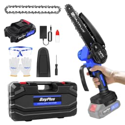 6 Inch Guide Plate Length Electric Super Power Chainsaw & Battery Sharpening Saw Wood Cutter Garden Tool with2PCS Li-Ion Battery