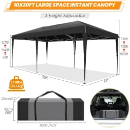 3x6m Pop-up Gazebo Foldable Party Tent with 6 Sidewalls, Easy Assembly for Weddings, Commercial Use, UV50+ Protection Steel Frame