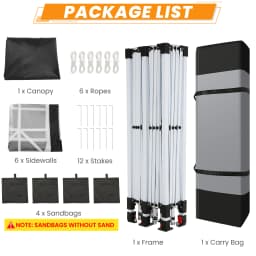 3x6m Pop-up Gazebo Foldable Party Tent with 6 Sidewalls, Easy Assembly for Weddings, Commercial Use, UV50+ Protection Steel Frame