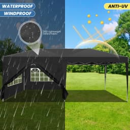 3x6m Pop-up Gazebo Foldable Party Tent with 6 Sidewalls, Easy Assembly for Weddings, Commercial Use, UV50+ Protection Steel Frame