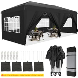 3x6m Pop-up Gazebo Foldable Party Tent with 6 Sidewalls, Easy Assembly for Weddings, Commercial Use, UV50+ Protection Steel Frame
