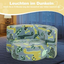 2-in-1 Children's Sofa, Round, Glow in the Dark, Children's Couch Padded with Removable Cover,  for from 3 Years（Blue）