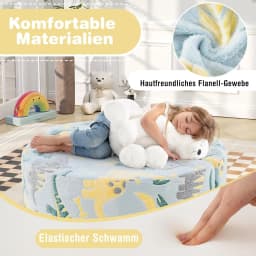 2-in-1 Children's Sofa, Round, Glow in the Dark, Children's Couch Padded with Removable Cover,  for from 3 Years（Blue）