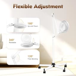 5X Magnifying Lamp, 24W Cool White Light Adjustable Rolling Magnifier Cosmetic Fluorescent Lamp for Beauty Nail Salon