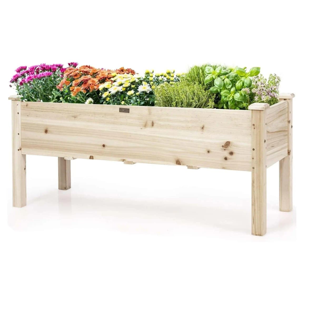 Wooden Raised Bed, Plant Bed for Children, 120 x 43.5 x 51 cm, Plant Trough Maximum Load 100 kg, Flower Pot with Drainage Holes