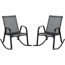 Set of 2 Rocking Chairs with Breathable Fabric Seat, Garden Chairs, Swing Chairs for Garden, Balcony, Patio (Black)