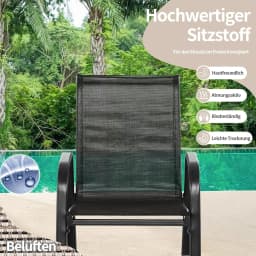Set of 2 Rocking Chairs with Breathable Fabric Seat, Garden Chairs, Swing Chairs for Garden, Balcony, Patio (Black)