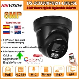 Hikvision IP Camera 8MP DS-2CD2387G2H-LISU/SL Smart Hybrid Light ColorVu Turret 4MP DS-2CD2347G2H-LISU/SL Built-in 2-Way Audio