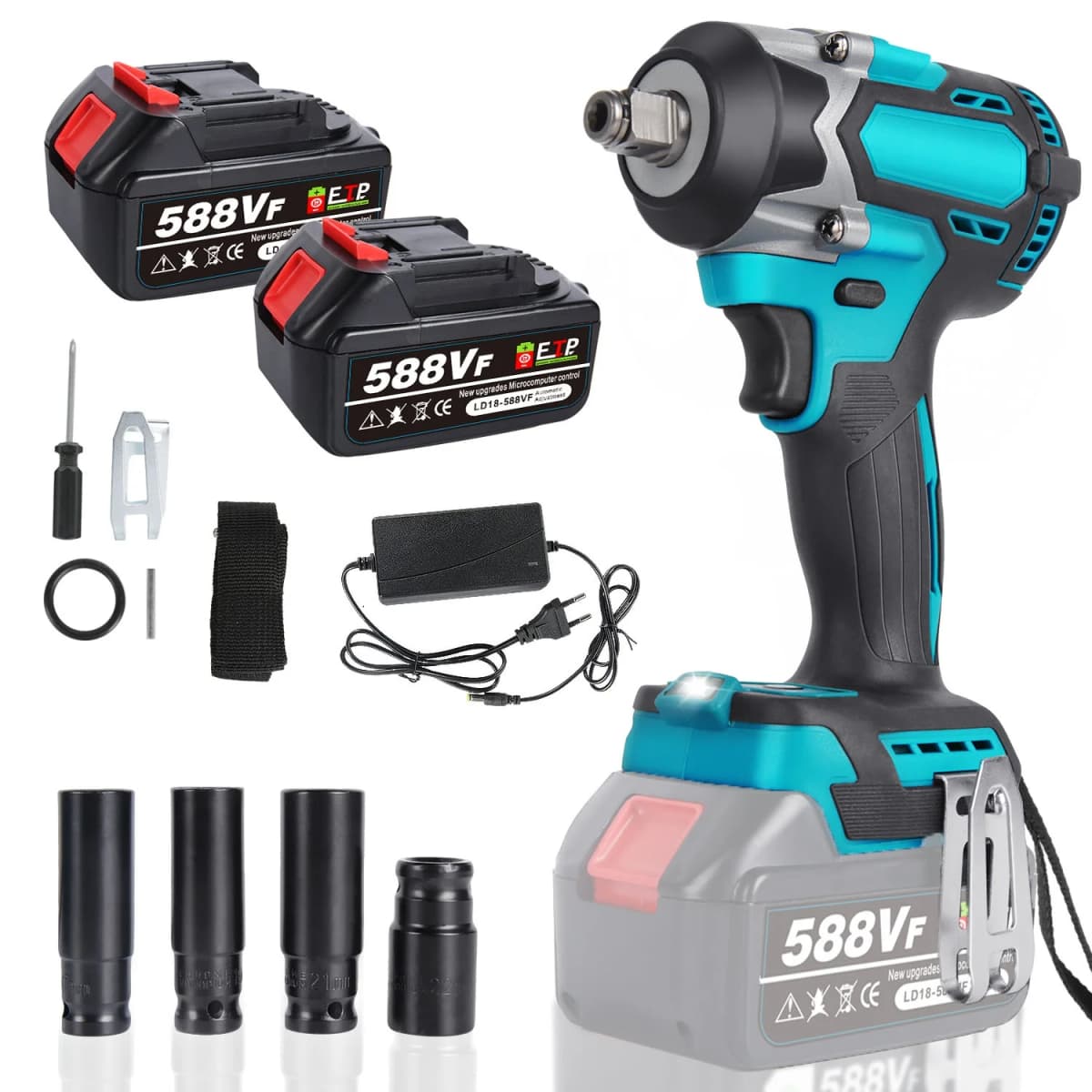 450N.m Cordless Impact Wrench Brushless Electric Wrench Screwdriver High Torque Auto Repair Power Tools For Makita Battery