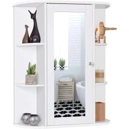 Bathroom Cabinet with Mirror, Mirror Cabinet with Shelves, Bathroom Cabinet for Bathroom, 60 x 16.5 x 70 cm (White)