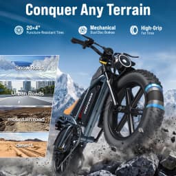 DEEPOWER QS7 Electric Bicycle 1000W Motor 48V60AH lithium battery Aldult Electric Bike 20*4.0 -In Fat Tire Snow E-bike EU Stock