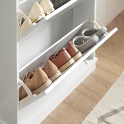 Sobuy Fsr99-W Shoe Flipper with 2 Flaps Shoe Cabinet Narrow Shoe Rack Shoe Chest Shoe Storage