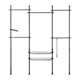 SoBuy KLS04 Telescopic Bar dresses stand with 5 dresses Bars and 2 Baskets Telescopic Wardrobes System Adjustable Shelving System