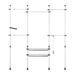 SoBuy KLS04 Telescopic Bar dresses stand with 5 dresses Bars and 2 Baskets Telescopic Wardrobes System Adjustable Shelving System
