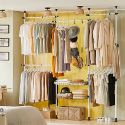 SoBuy KLS04 Telescopic Bar dresses stand with 5 dresses Bars and 2 Baskets Telescopic Wardrobes System Adjustable Shelving System
